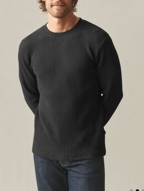 American Giant Men's XL Black Waffle Long Sleeve Crew NWOT